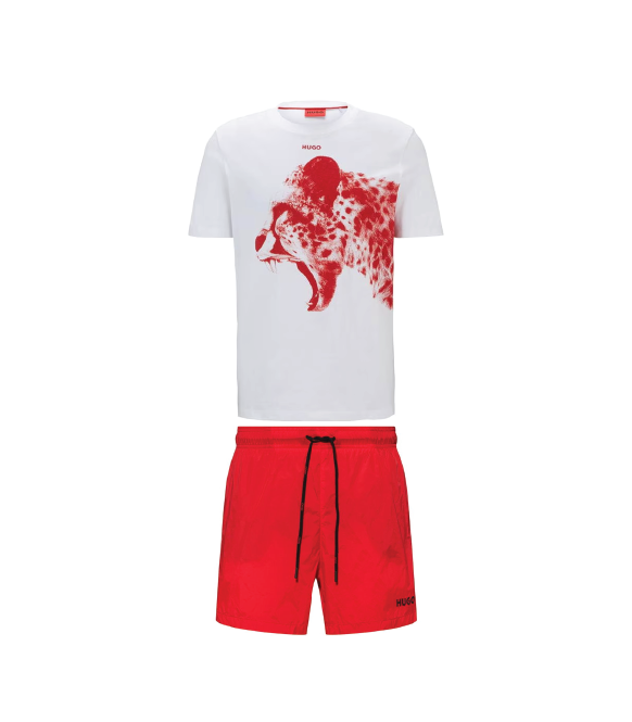 Hugo Boss Roar Logo Shorts Set White/Red Hugo Boss