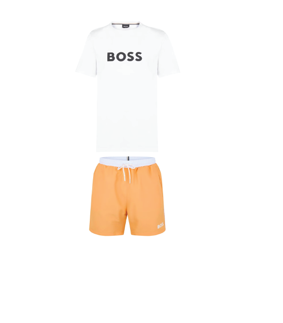 Hugo Boss Shorts Set Pastel Orange/White Hugo Boss
