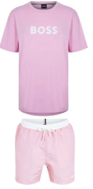 Hugo Boss Logo Shorts Set Pink Hugo Boss