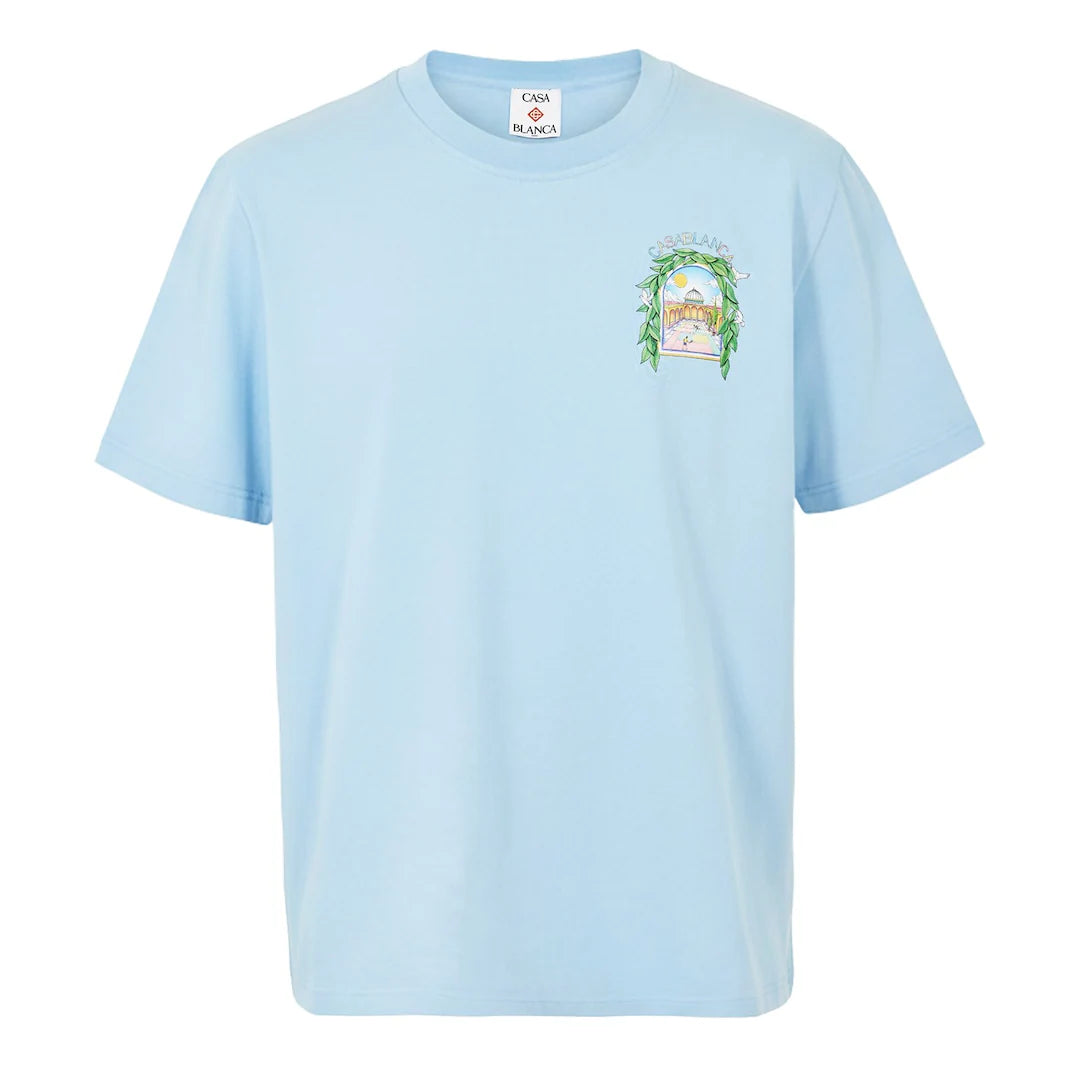 Casablanca Larche Tennis T Shirt Pale Blue