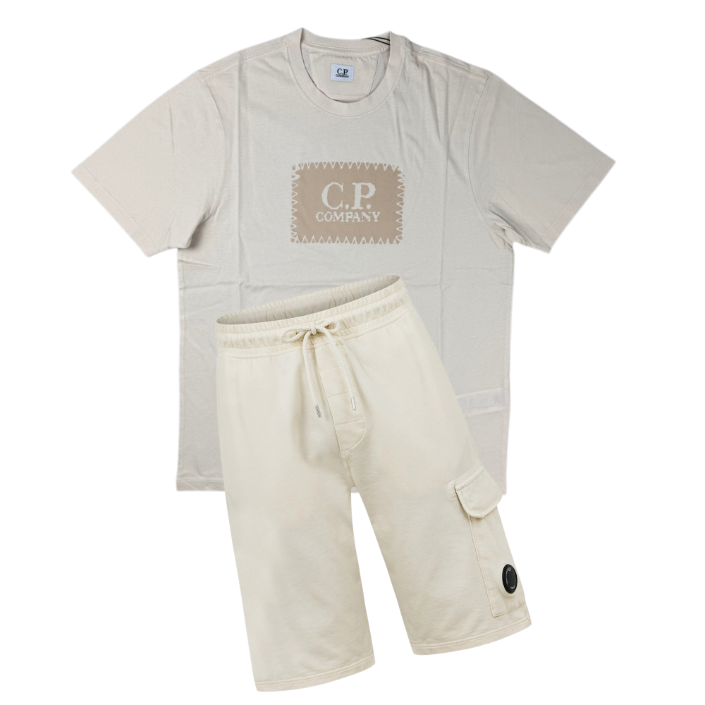 CP Company Lens Shorts Set Beige