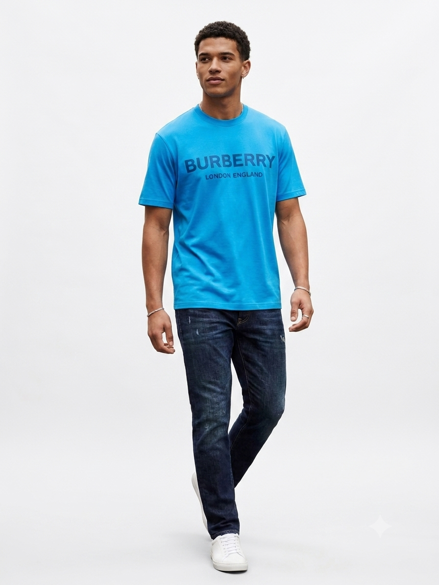 Burberry London Logo T Shirt Bright Blue
