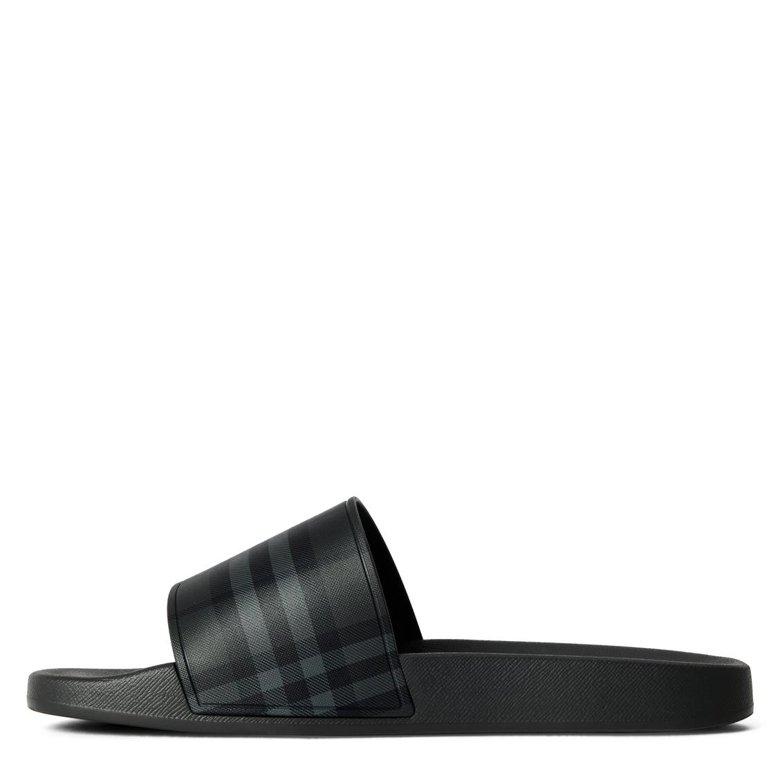 Burberry Furley Check Sliders Lead Grey