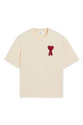 Ami Paris 'Ami de Coeur' Red Patch T-Shirt Beige