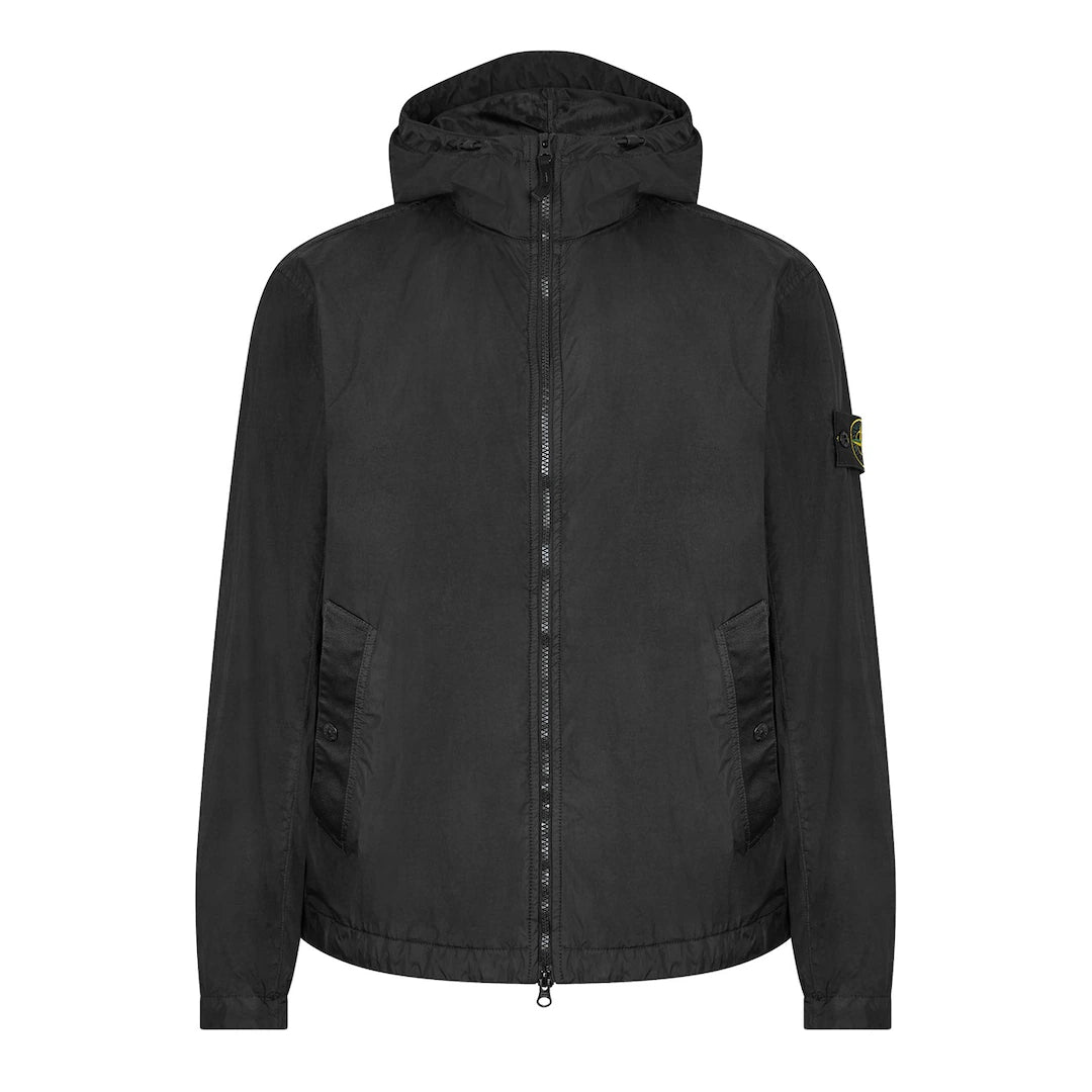Stone Island Crinkle Rep Hooded Jacket Black