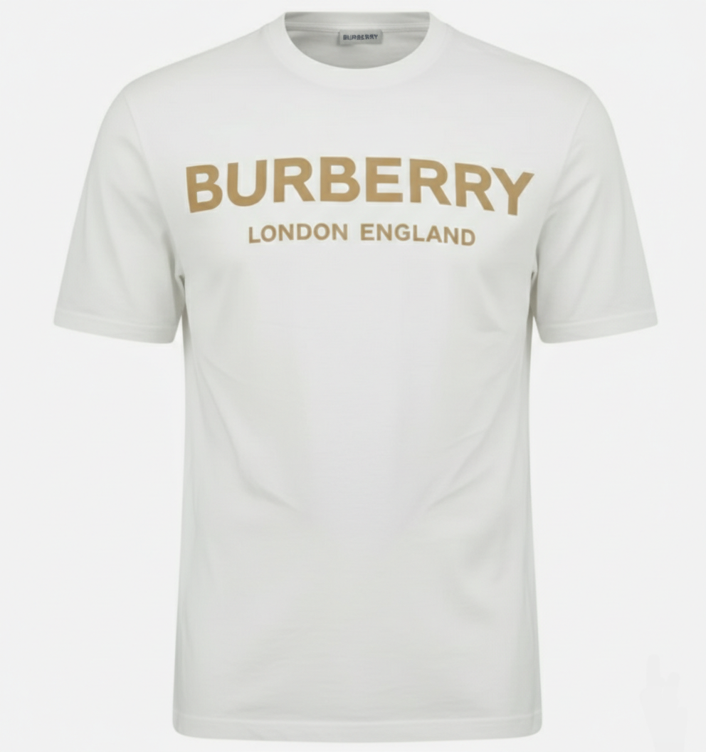 Burberry London Logo T Shirt White/Gold