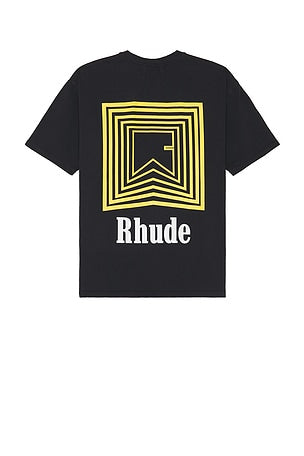 Rhude CHEVRON LOGO REPEAT TEE Black/Yellow