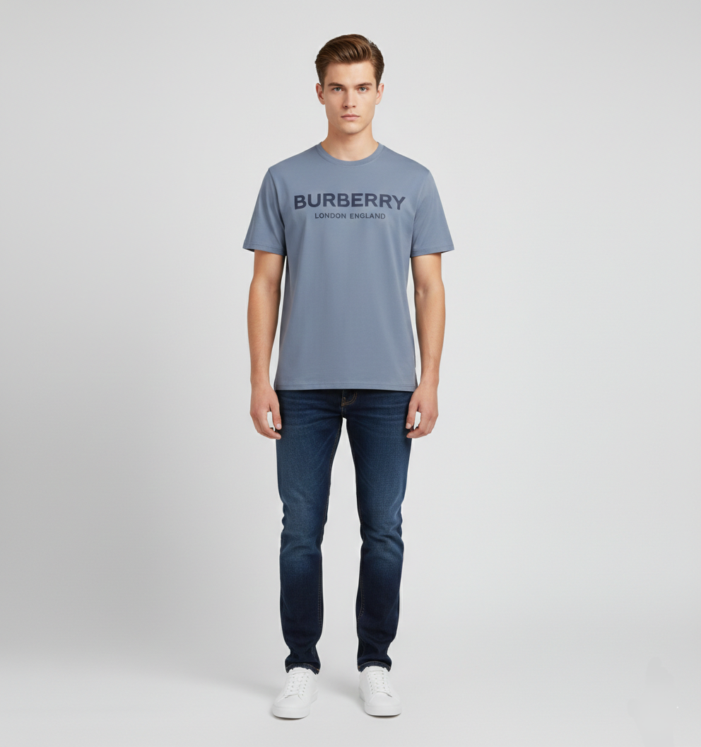 Burberry London Logo T Shirt Avio Blue