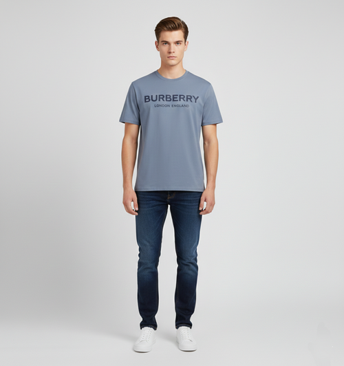 Burberry London Logo T Shirt Avio Blue