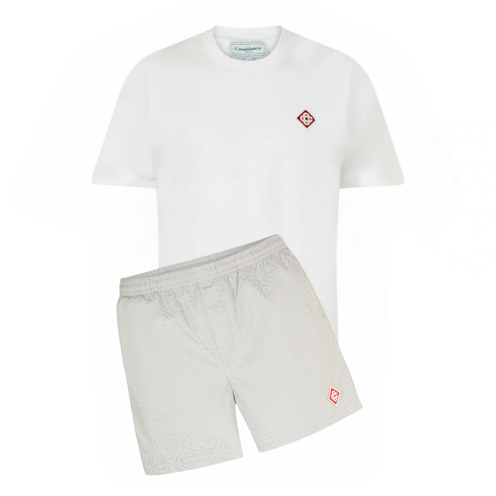 Casablanca Logo Swim Shorts Set Grey/White