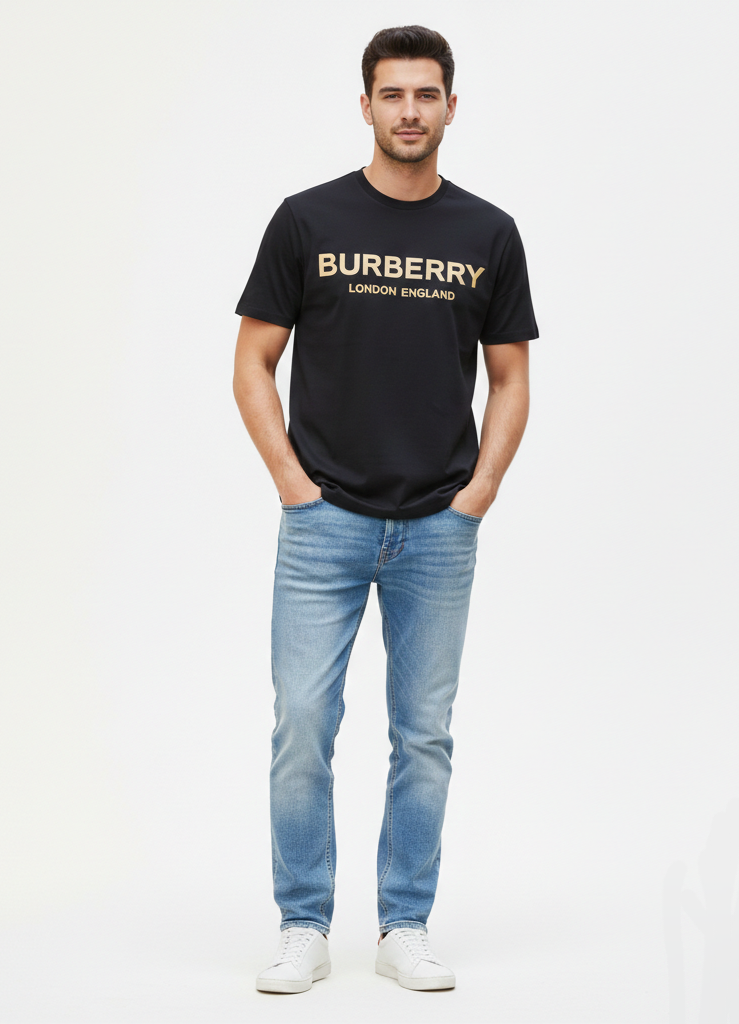 Burberry London Logo T Shirt Black/Gold