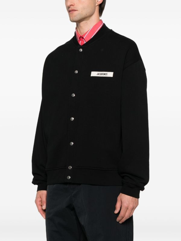 jacquemus gros grain patch logo cardigan Black