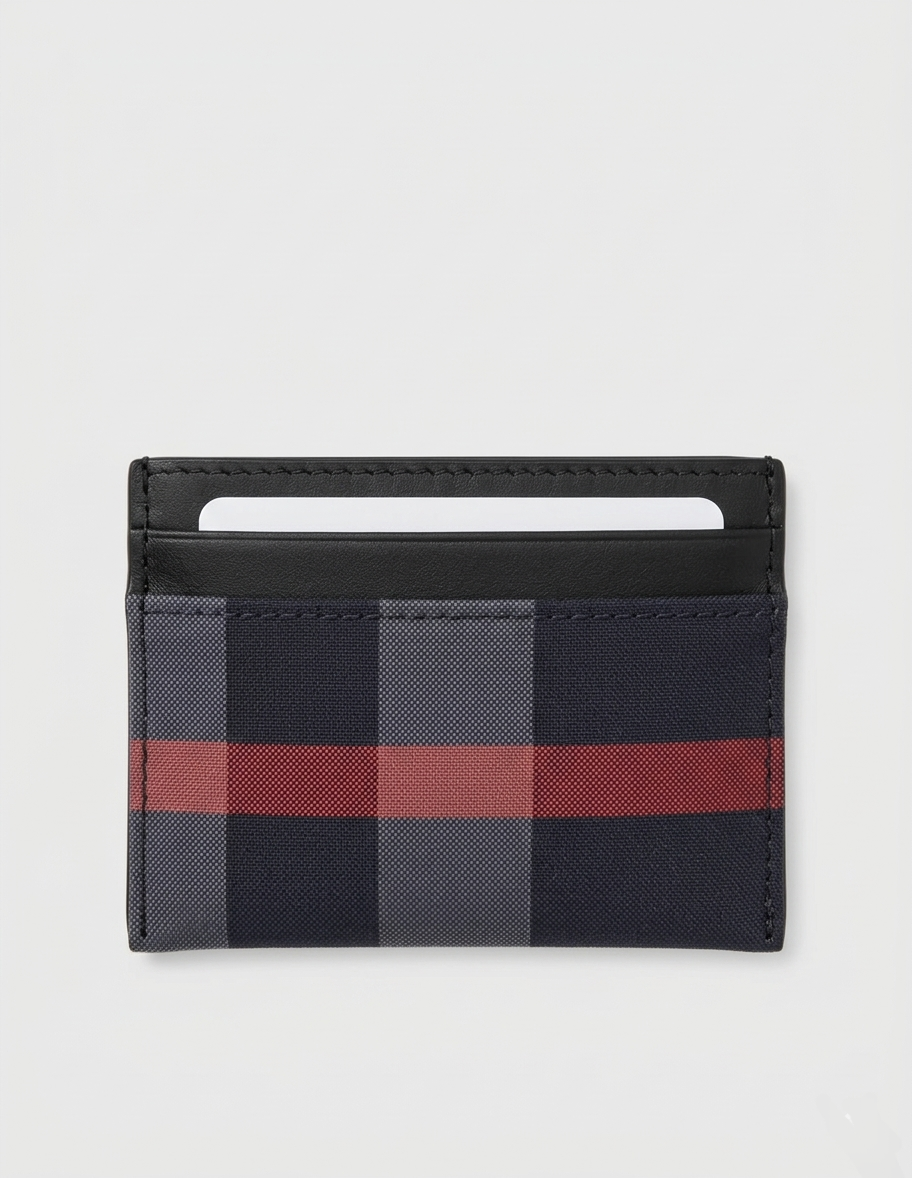 Burberry Check Card Holder Navy