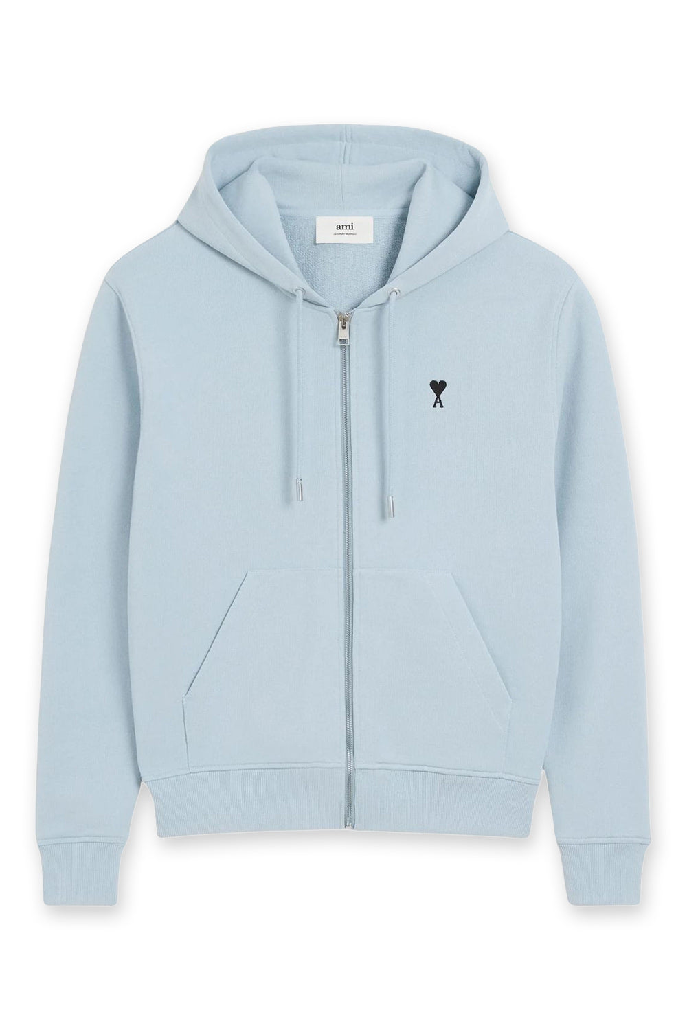 Ami Paris Logo Zip Hoodie Sky Blue