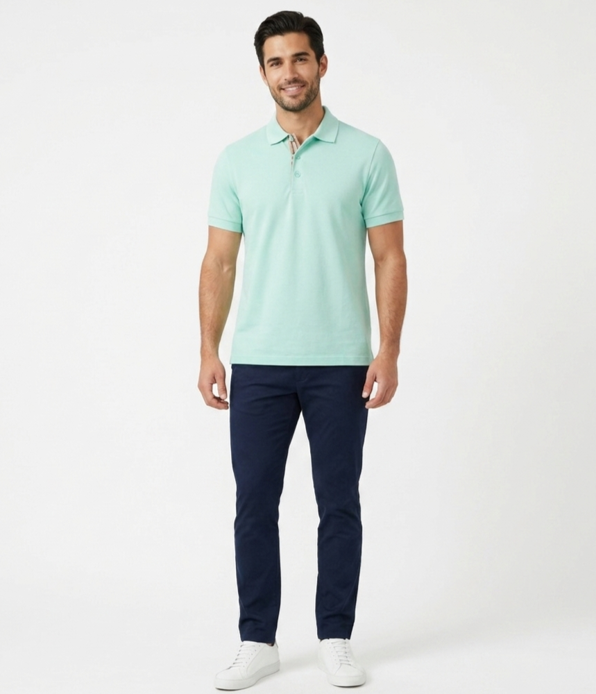 Burberry Check Logo Polo Mint