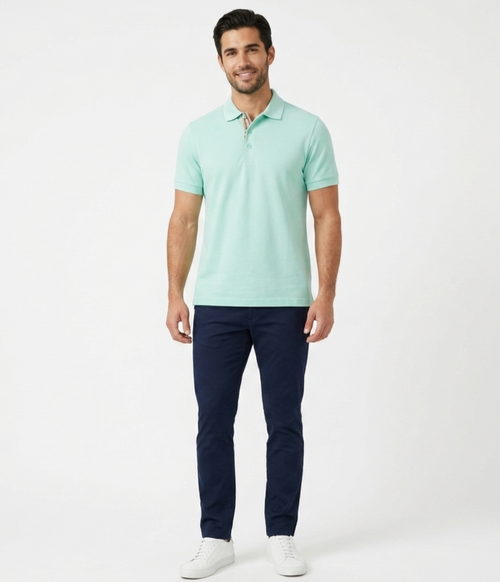 Burberry Check Logo Polo Mint