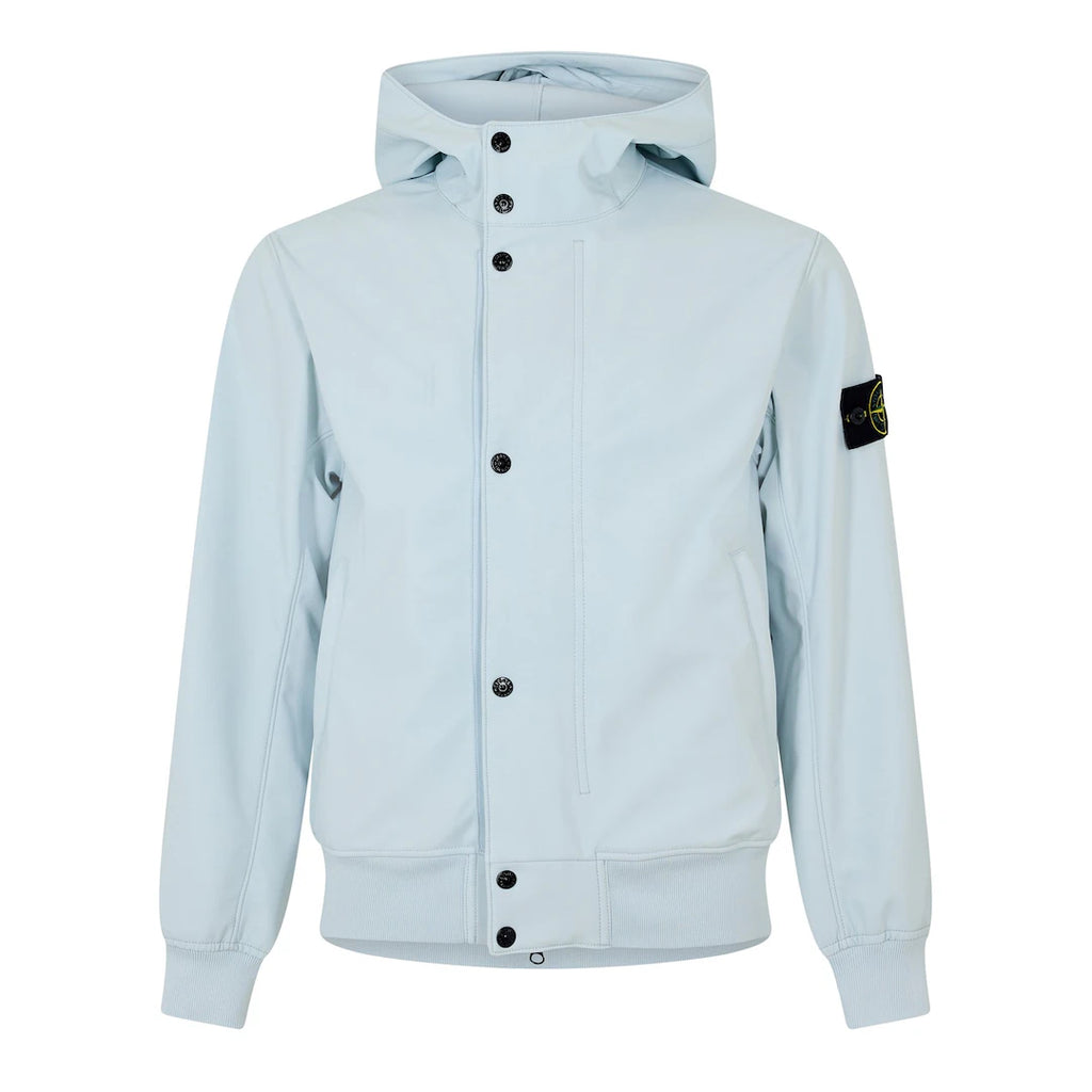 Stone Island Hooded Soft Shell Jacket Sky Blue
