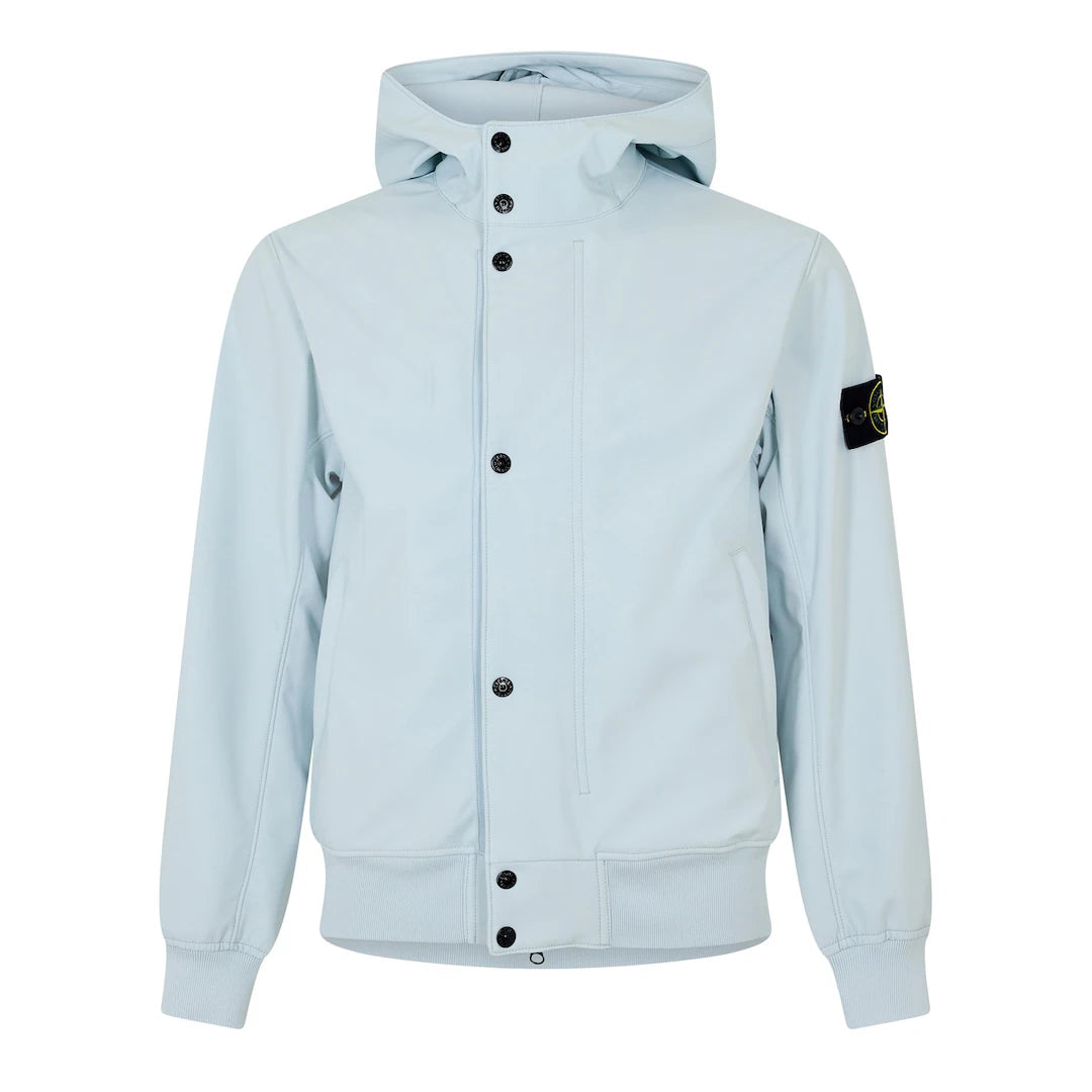 Stone Island Hooded Soft Shell Jacket Sky Blue
