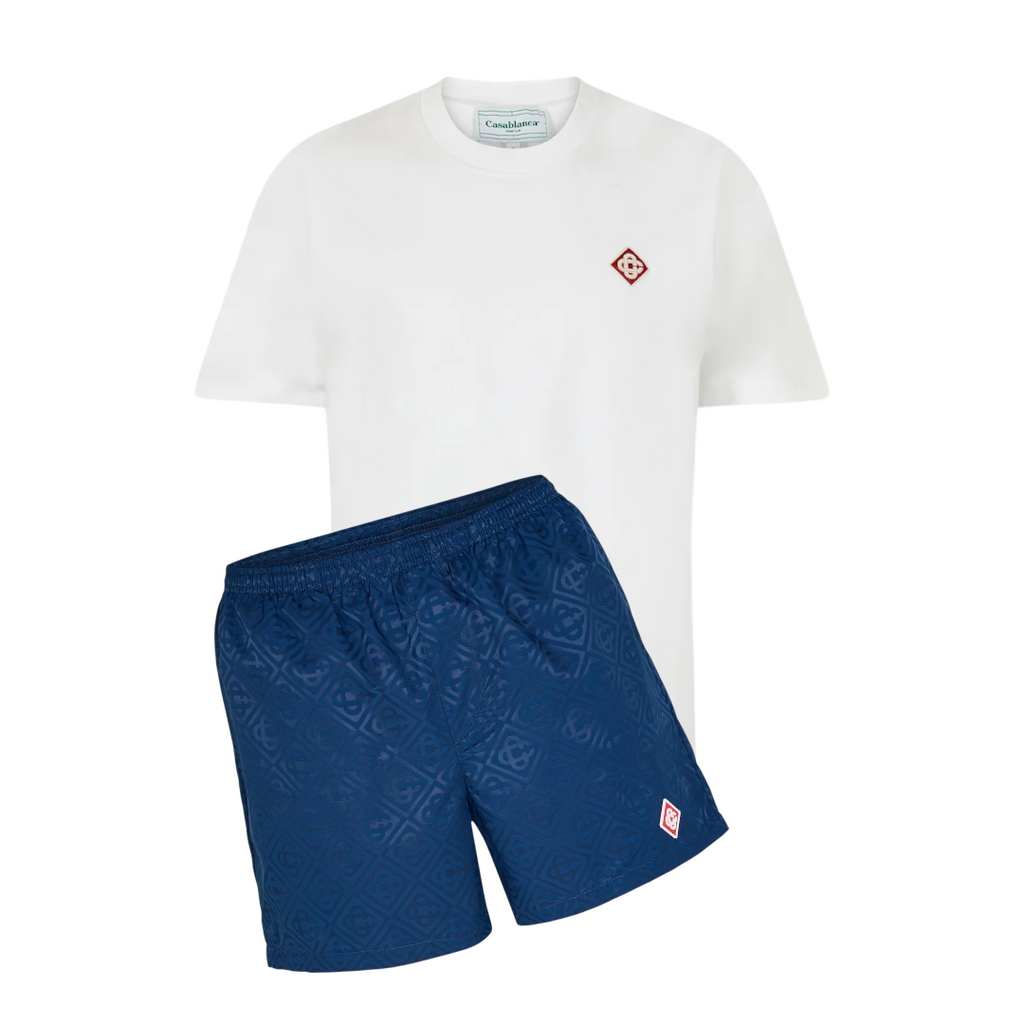 Casablanca Logo Swim Shorts Set Blue/White