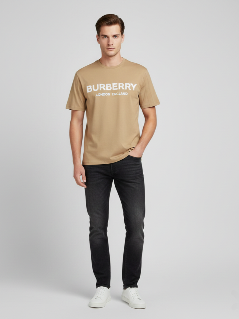 Burberry London Logo T Shirt Beige