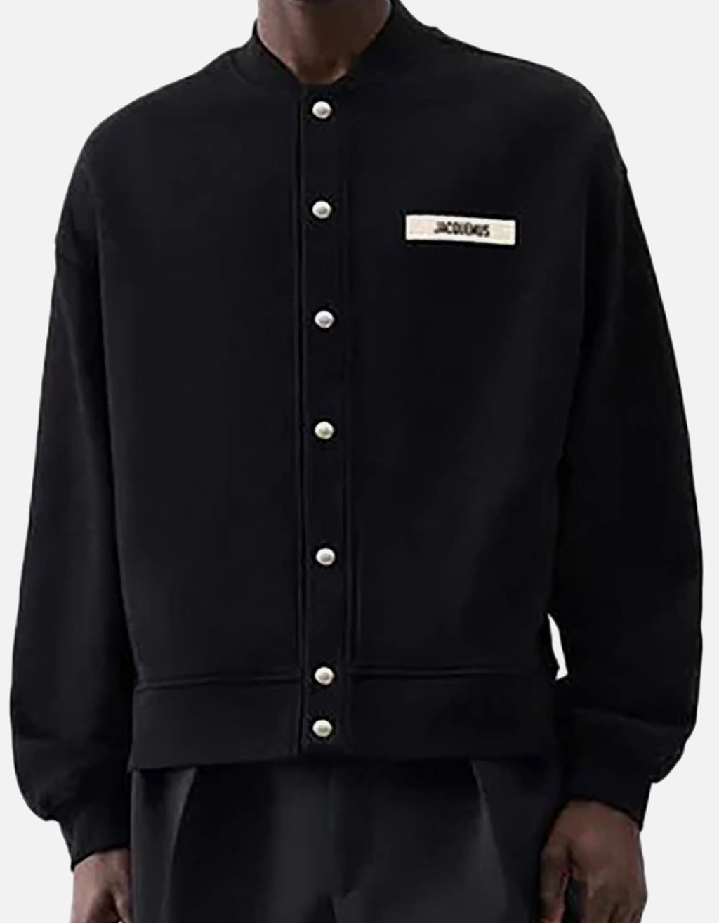 jacquemus gros grain patch logo cardigan Black