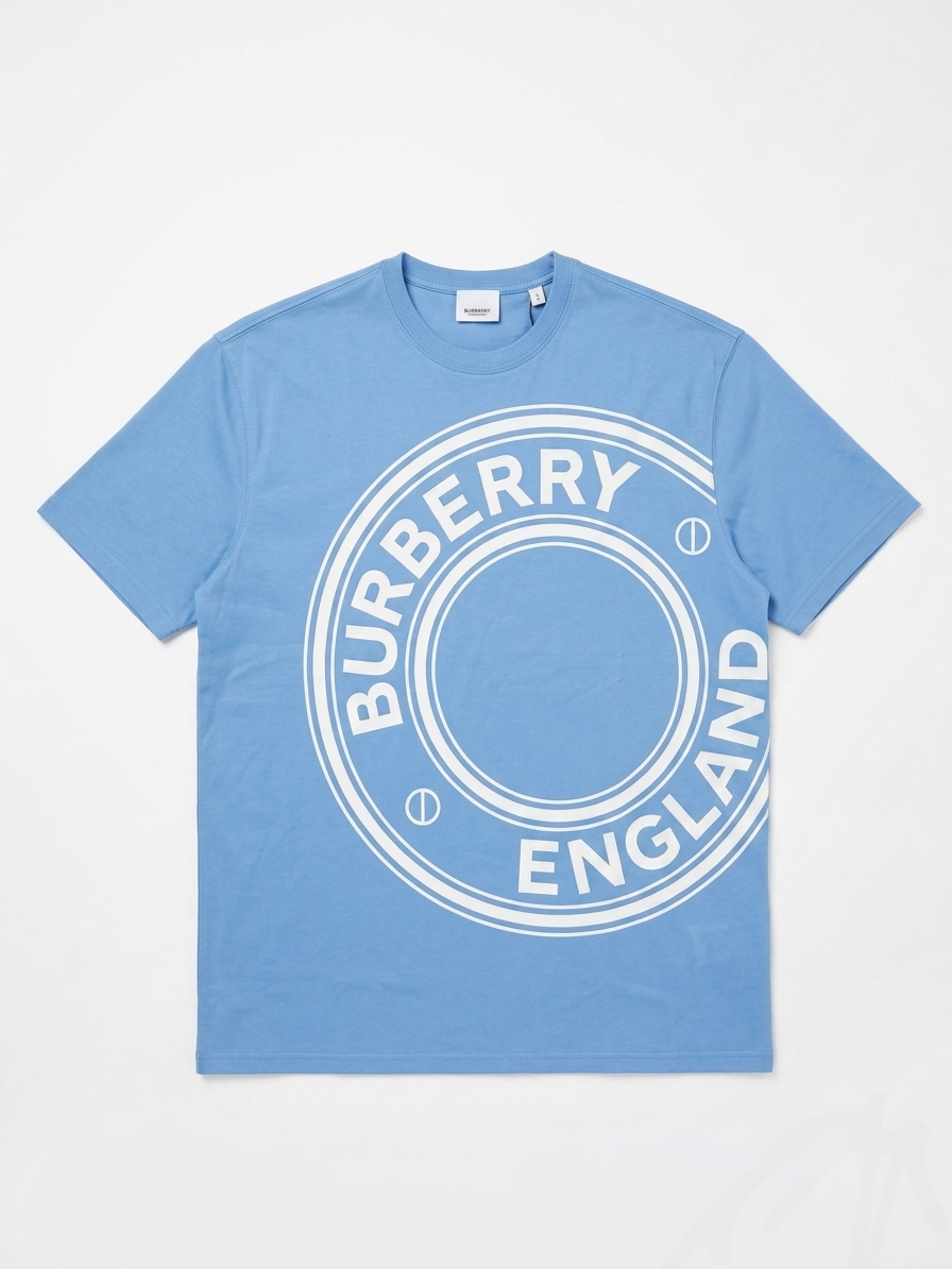 Burberry Graphic Print T Shirt White Pale Blue