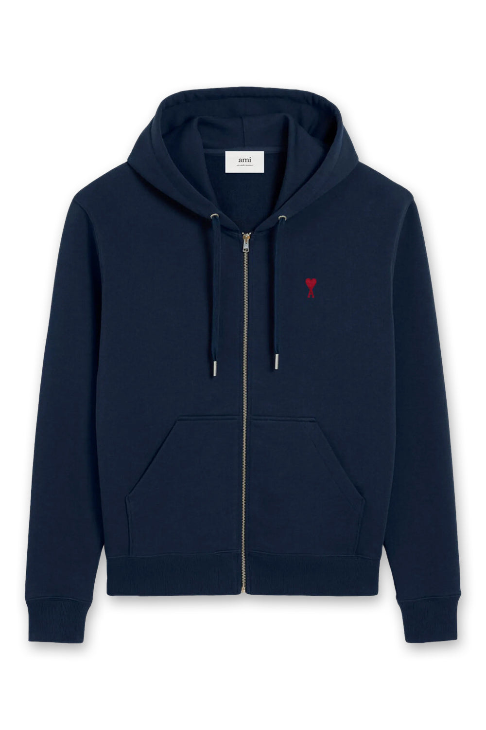 Ami Paris Logo Zip Hoodie Blue