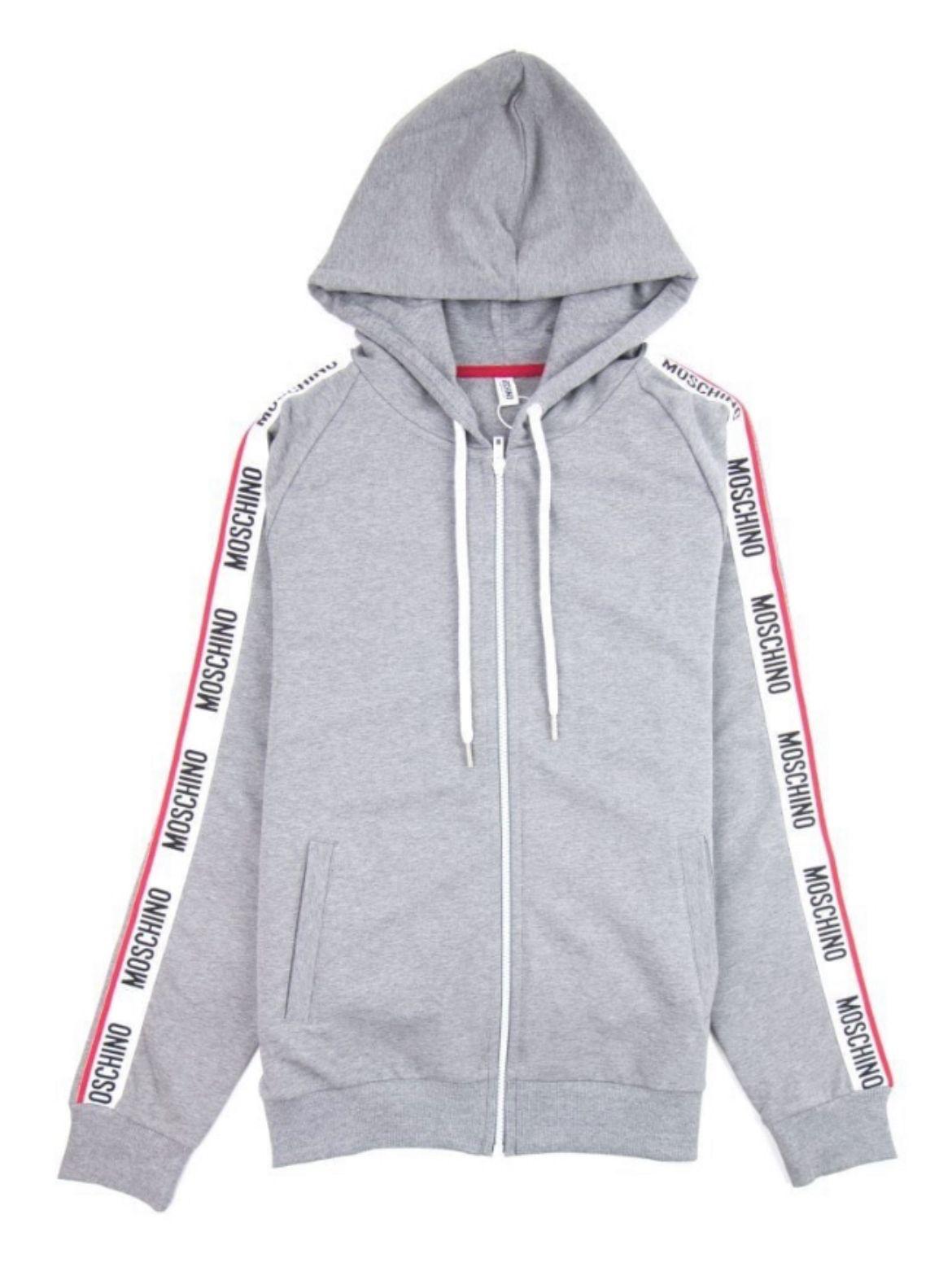 Moschino Tape Zip Hoodie Grey