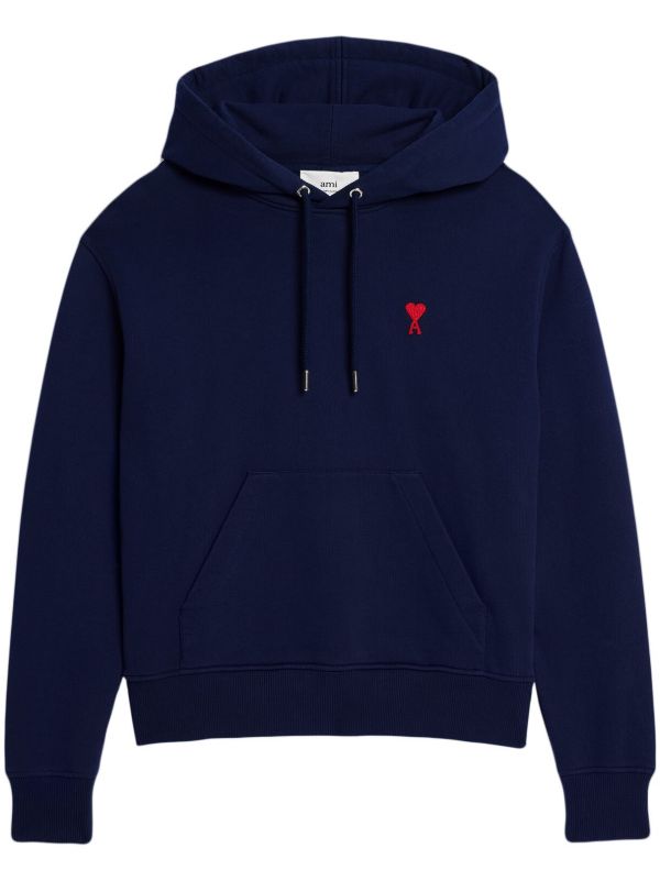 Ami Paris Logo Hoodie Navy