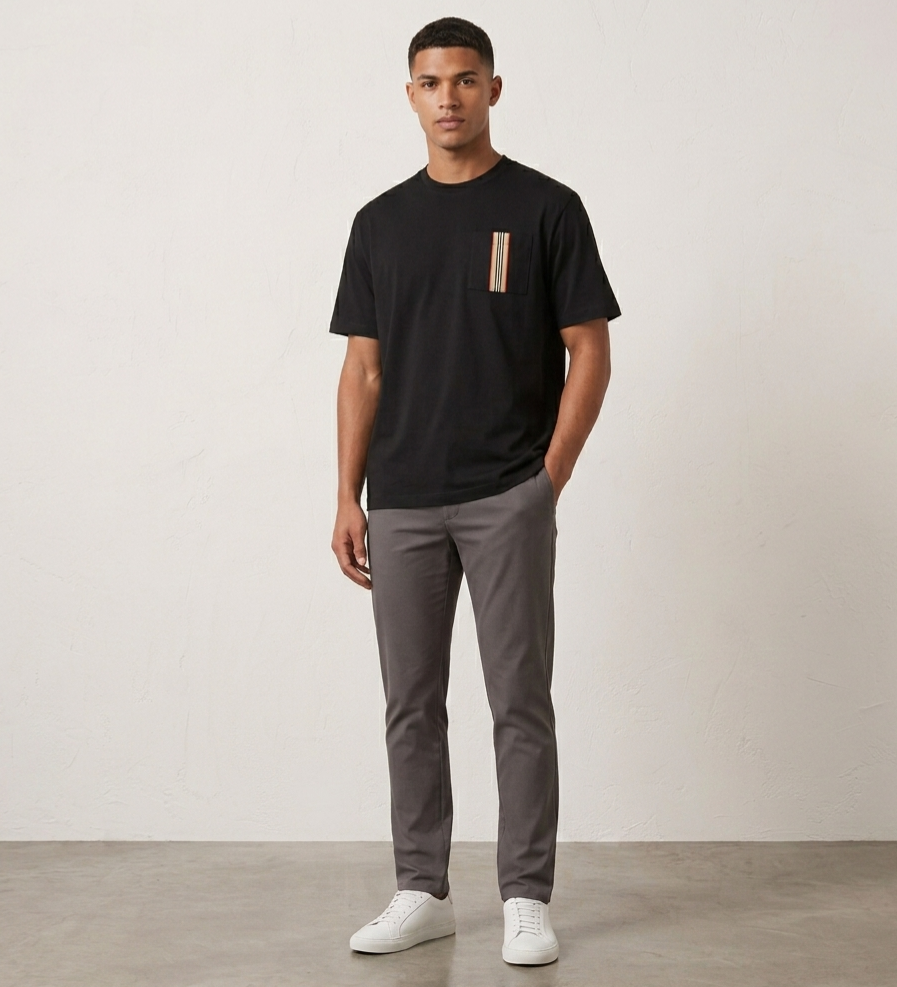 Burberry Check Pocket T Shirt Black