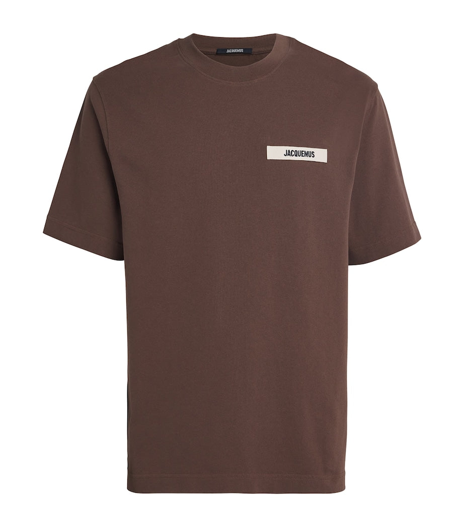 Jacquemus The Gros Grain Logo T Shirt Brown
