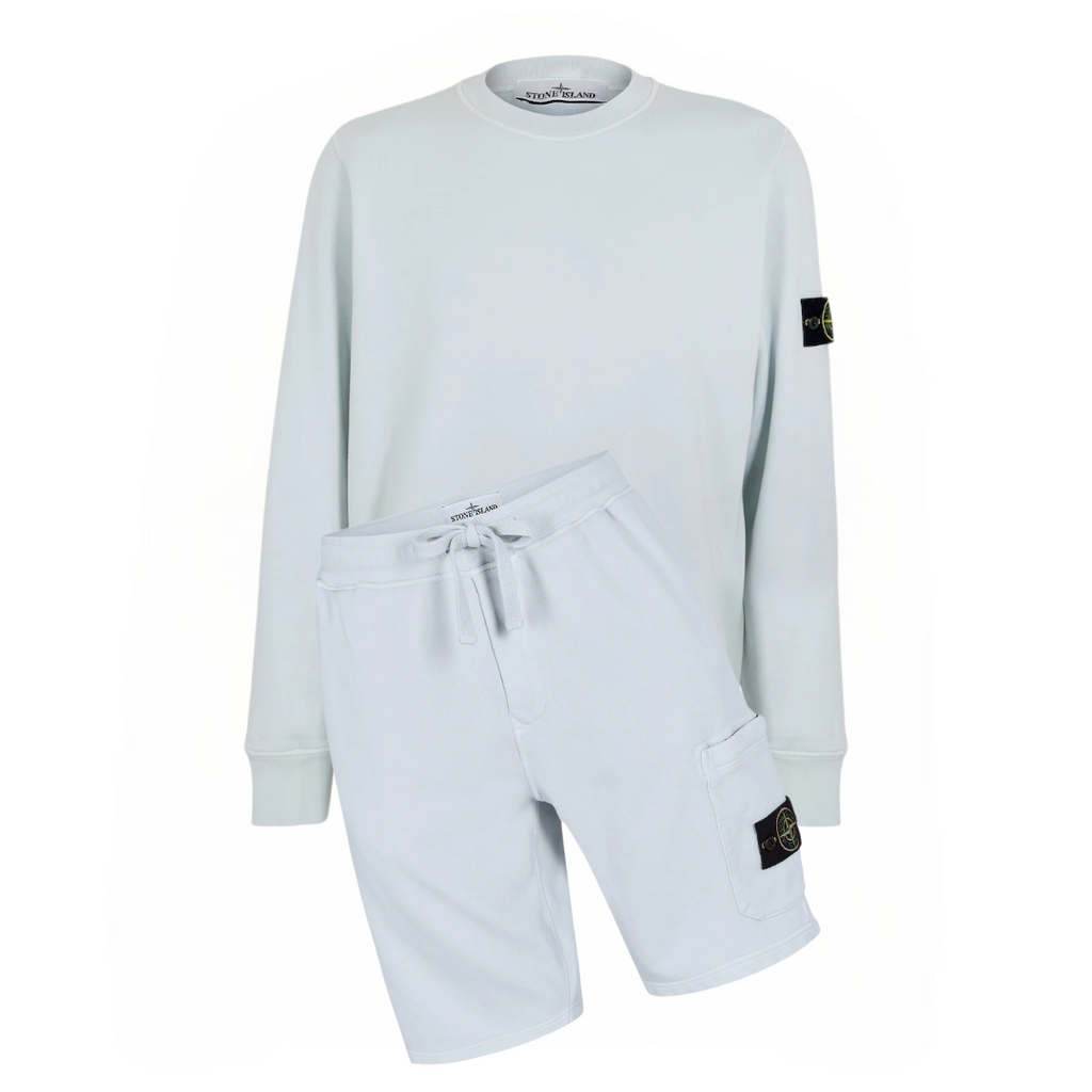 Stone Island Jumper Shorts Set Sky