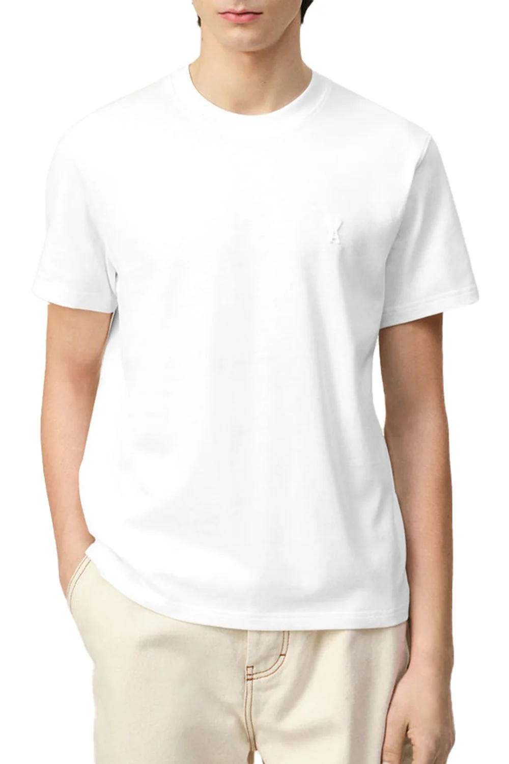Ami Paris Embossed Logo T Shirt Off White