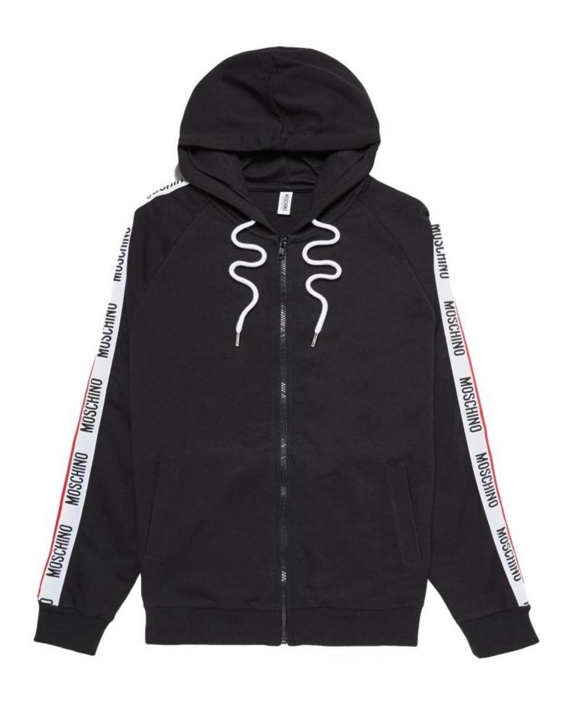 Moschino Tape Zip Hoodie Black