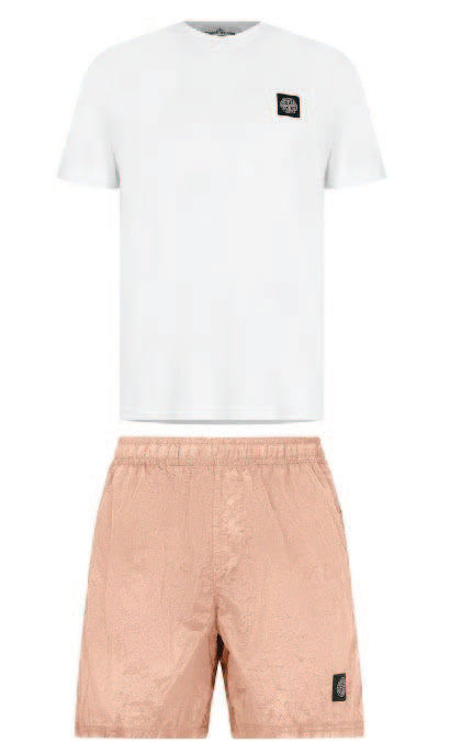 Stone Island Shorts Set Rose Pink/White Stone Island