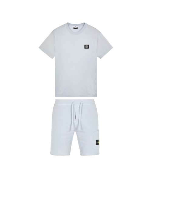 Stone Island Patch Shorts Set Sky Stone Island
