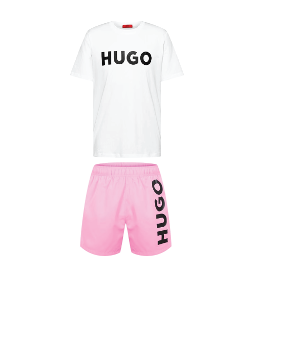Hugo Logo Shorts Set White/Pink Hugo Boss