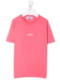 Stone Island Boys Logo Print T Shirt Pink Stone Island