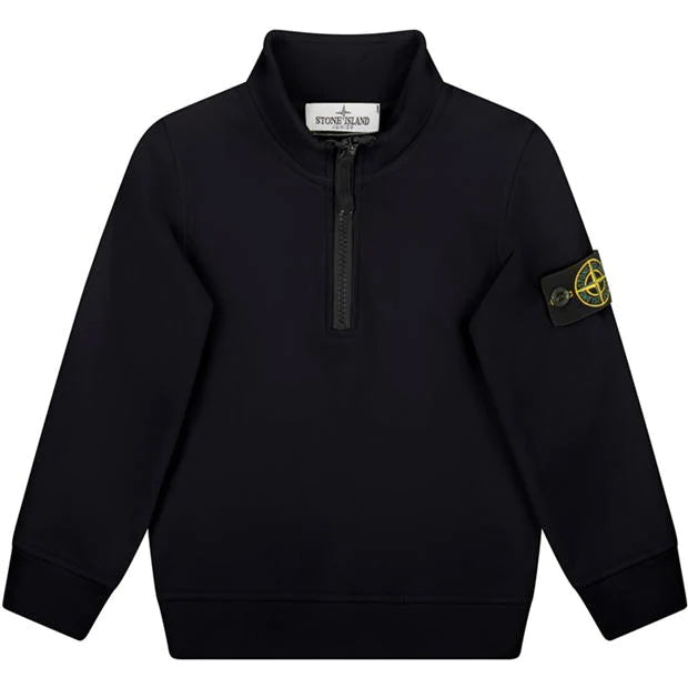 Kids Stone Island Half Zip Jumper Black