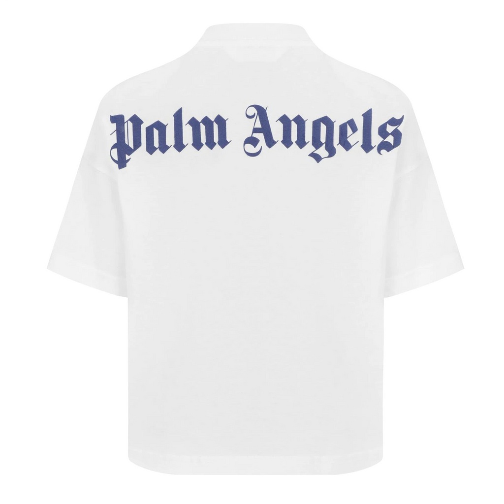 Kids Palm Angels Logo T Shirt White Palm Angels Kids
