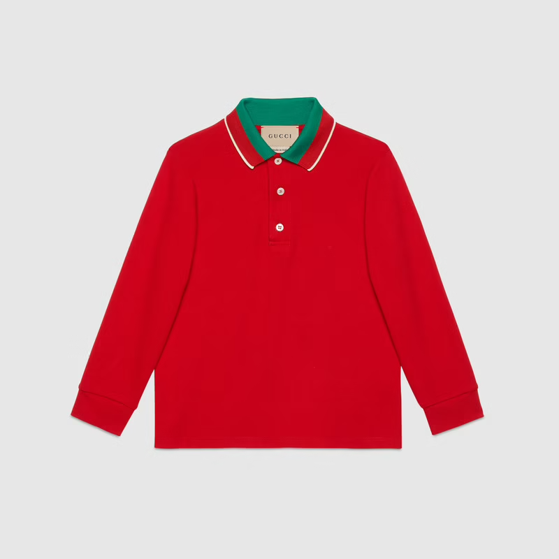 Gucci Kids Long Sleeve Polo Red GUCCI KIDS